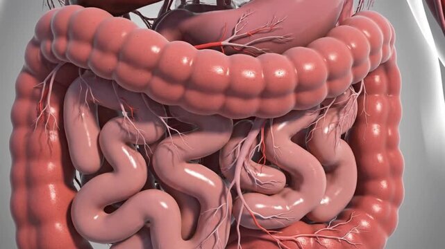Detailed 3D animation of human digestive system