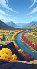 美しい秋の風景が広がる！川沿いの紅葉が鮮やかに輝く絶景スポット