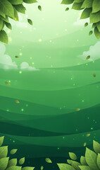 素晴らしい緑の風景が優しく広がり、葉が舞い、キラキラと輝く