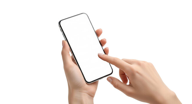 Woman Hands Touching Smartphone Screen Black Background