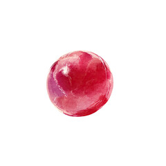 Fototapeta premium Watercolor illustration of a translucent, ruby-red sphere against a stark black background