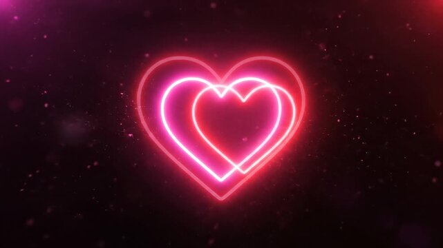 Valentine's Day. Heart shapes glowing in sequence with sparkling effects for Valentine's Day