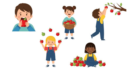 Fototapeta premium Children enjoying fresh cherries together in a vibrant outdoor setting