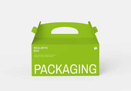 Food Box Packaging Mockup with Handle