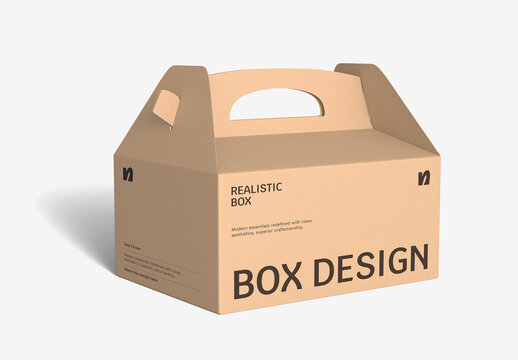 Realistic Gable Box Packaging Mockup with Handle