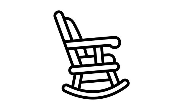 Well-crafted outline animated icon of classic rocking chair