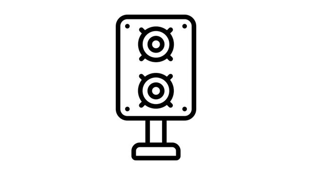 A trendy linear animated icon of compact audio speaker