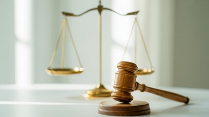 Justice scales and gavel on a desk