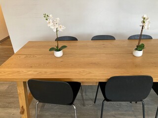 modern dining room with table