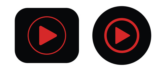 Play Button Icons Set &ndash; Media Video Player UI Vector Illustration