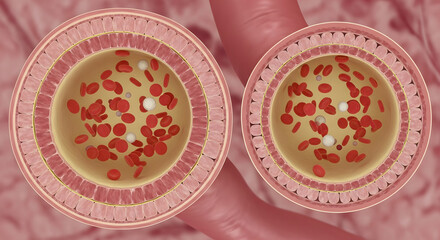 Medical visual of healthy blood vessels with elastic walls