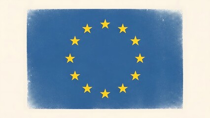 European Union flag with twelve golden stars