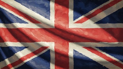 Waving union jack flag painting texture