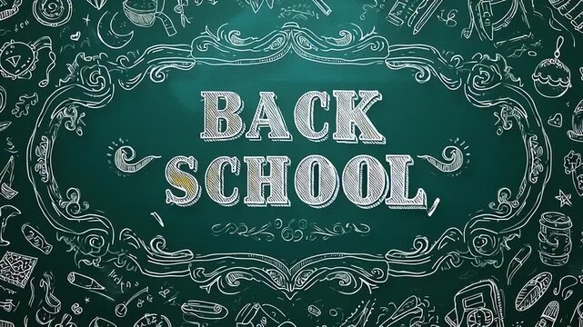 Back School Doodle Frame Animation Chalkboard Background