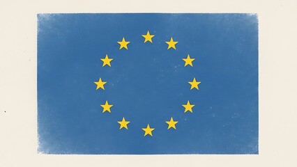 European union flag with golden stars