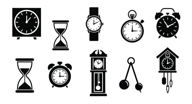 Set of Clocks and Timepieces Icons