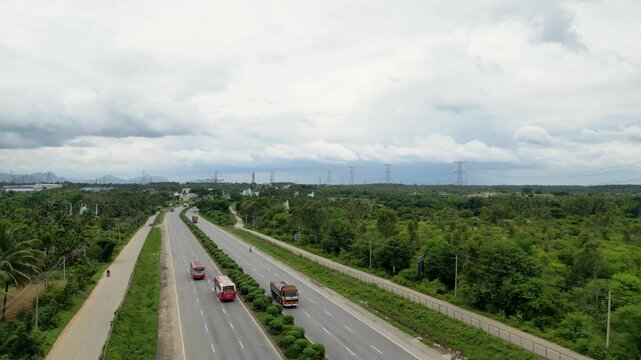 Aerial View of NH48 Bangalore&ndash;Mumbai Highway Near Nelamangala Industrial Area