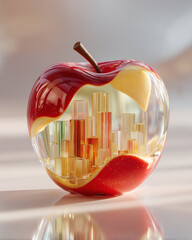 City Inside a transparent Apple