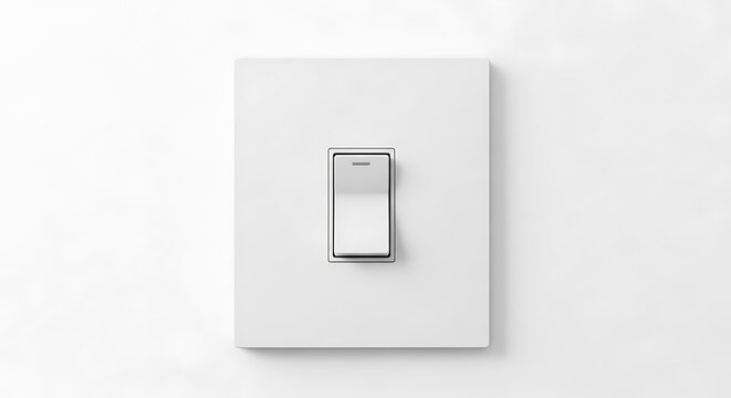 A white light switch on a plain white background isolated on white background