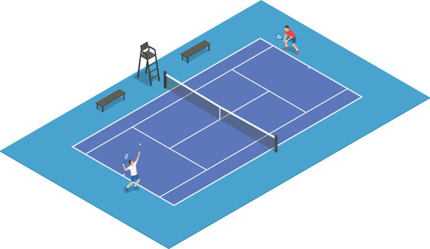 Two men playing tennis illustration