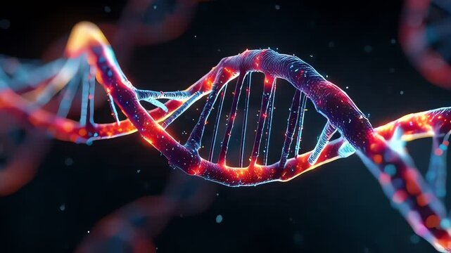 Dynamic 3D DNA Helix Structure Biologics Research Concept