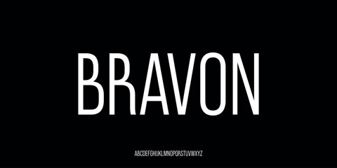 Obraz premium Vector illustration of a modern style condensed sans serif font with a clean, tall, and confident appearance.