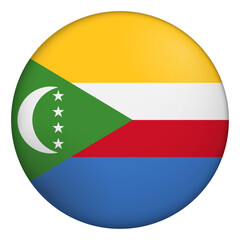 Obraz premium Flag of Comoros. Glossy circular flag. Button appearance. 3D Icon Design with depth