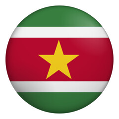 Obraz premium Flag of Suriname. Glossy circular flag. Button appearance. 3D Icon Design with depth