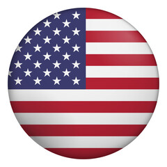 Fototapeta premium Flag of United States. Glossy circular flag. Button appearance. 3D Icon Design with depth
