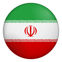 Fototapeta premium Flag of Iran. Glossy circular flag. Button appearance. 3D Icon Design with depth