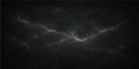 A dark night storm creates a powerful explosion of blue lightning across a textured cloudscape where smoke and fog meet the black sea © alien