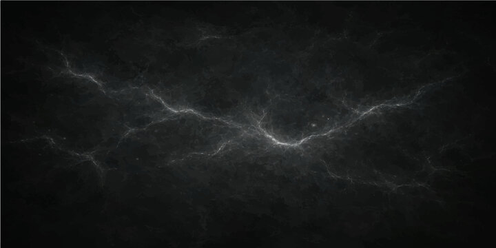 A dark night storm creates a powerful explosion of blue lightning across a textured cloudscape where smoke and fog meet the black sea