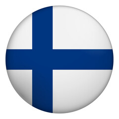 Obraz premium Flag of Finland. Glossy circular flag. Button appearance. 3D Icon Design with depth