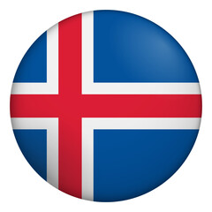 Obraz premium Flag of Iceland. Glossy circular flag. Button appearance. 3D Icon Design with depth