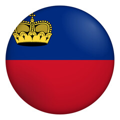 Fototapeta premium Flag of Liechtenstein. Glossy circular flag. Button appearance. 3D Icon Design with depth