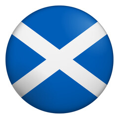 Obraz premium Flag of Scotland. Glossy circular flag. Button appearance. 3D Icon Design with depth