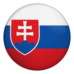 Flag of Slovakia. Glossy circular flag. Button appearance. 3D Icon Design with depth