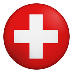 Obraz premium Flag of Switzerland. Glossy circular flag. Button appearance. 3D Icon Design with depth