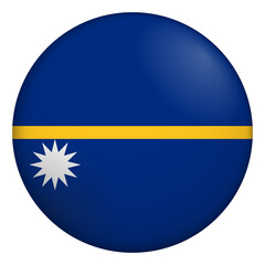 Obraz premium Flag of Nauru. Glossy circular flag. Button appearance. 3D Icon Design with depth
