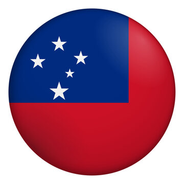 Flag of Samoa. Glossy circular flag. Button appearance. 3D Icon Design with depth
