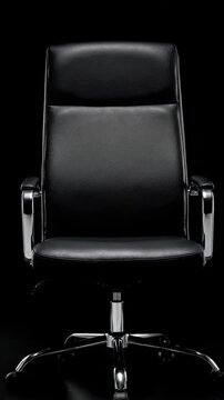 A luxurious black leather executive office chair isolated on a black background. This image evokes power, leadership, and opportunity, perfect for cor