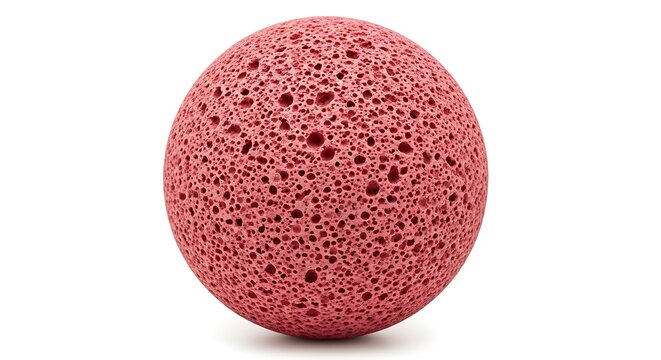 A pink sponge ball on a white background isolated on white background