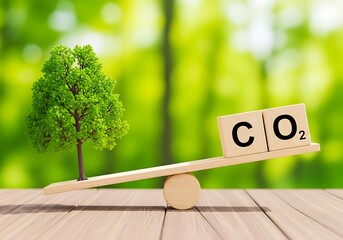 A symbolic representation of carbon dioxide balancing with a miniature tree