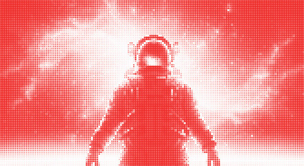 Astronaut gazing at a distant planet from spaceship window © Aivee