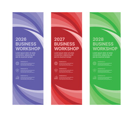 Modern business banner templates with abstract geometric patterns. Perfect for workshops, events, conferences, presentations, or branding projects, combining style and professionalism.