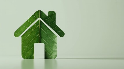 Eco friendly house made of green leaves symbolizing sustainability