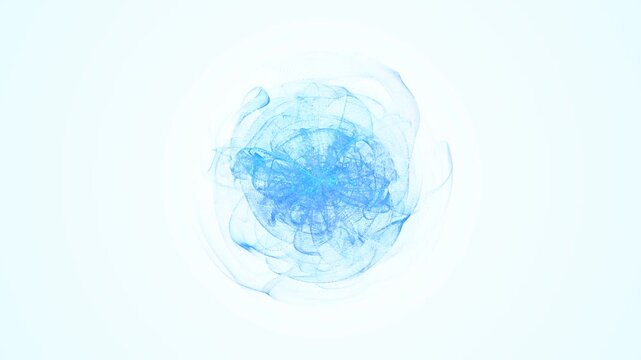 Blue Energy Sphere Animation Microparticle Waves Lightning Stars Rays Cosmic Matter Rotating Dots Life Creation Universe Background for Technology Medicine Logo 4K