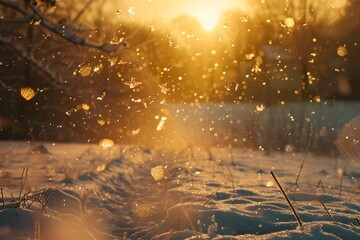 Snow flurry in golden hour light