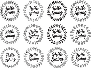 Hello Spring Round Sign SVG