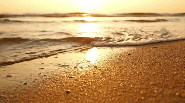 Sun-Kissed Water Texture Macro shot focusing on the intricate patterns and textures created by water movement under soft, warm light.